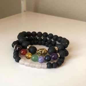 Chakra Lava Stone Bracelet Set